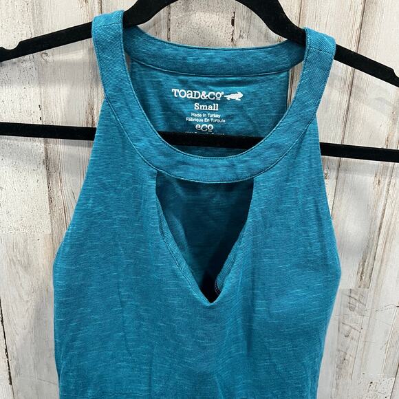 Toad & Co Teal Avalon Tank Stretch Jersey Fit & Flare Sundress Pockets Small - Picture 2 of 10